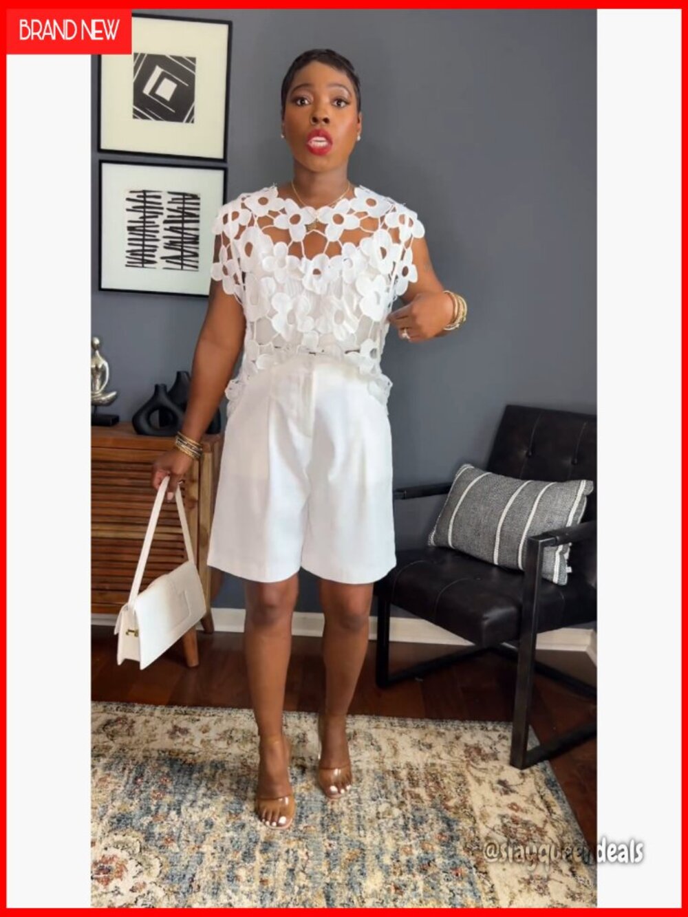 Hollow Out Floral Lace Vest Sleeveless Crewneck Cover Up Summer Going Out Top - Picture 5 of 7